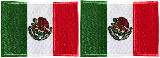 Mr Patches Mexico Flag Iron-On Embroidered Patch Set (2-Pack) – Iron-On/Sew-On Patches for Jackets, Bags, Hats, and More