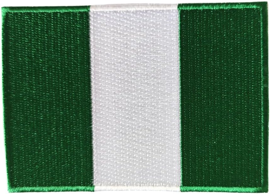 Mr Patches Nigeria Flag Iron-On Embroidered Patch Set (2-Pack) – Iron-On/Sew-On Patches for Jackets, Backpacks, Hats, and Uniforms