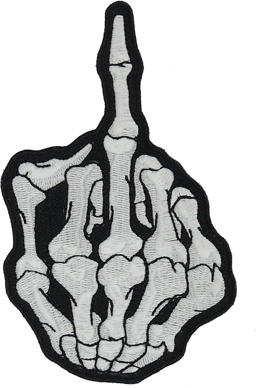 Skeleton Middle Finger Glow-in-the-Dark Iron-On Patch embroidered patch by Mr Patches