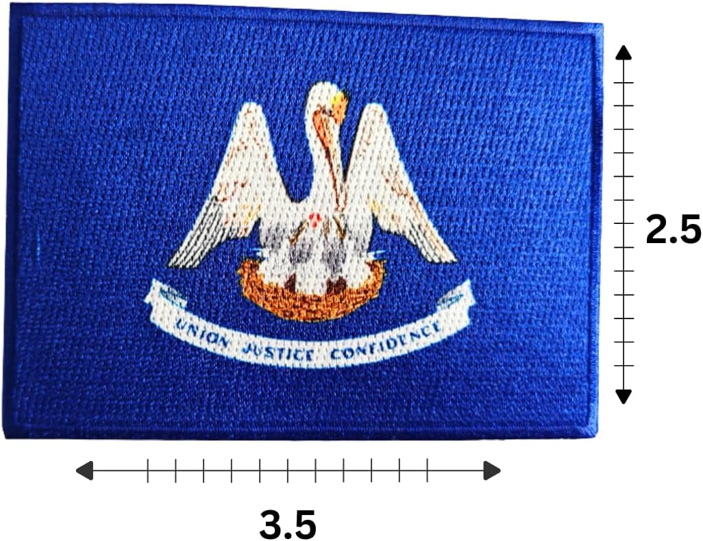 Louisiana Flag Embroidered Patch – Hybrid Print + Embroidery – 3.5” x 2.5” Iron-On/Sew-On Patch for Jackets, Hats, Backpacks, and Uniforms by Mr. Patches