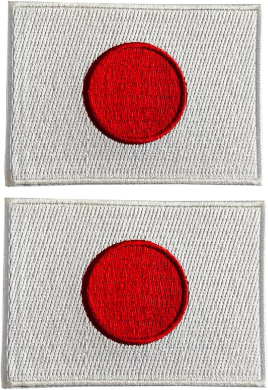 Japan Flag Embroidered Patches (Set of 2) – 3.5” x 2.5” Iron-On/Sew-On Patches for Jackets, Hats, Backpacks, and Uniforms by Mr. Patches