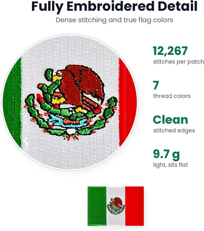 Close-up of the embroidered Mexican eagle, 12,267 stitches in 7 thread colors