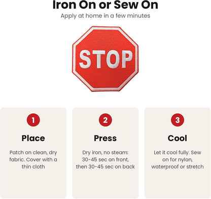 How to apply the stop sign patch: place, press, cool