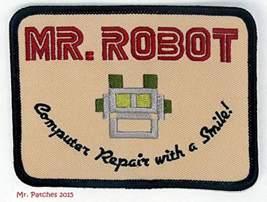 Mr. Robot Beige Embroidered Patch - Fsociety TV Show Iron-On Badge | Mr. Patches - Mr Patches