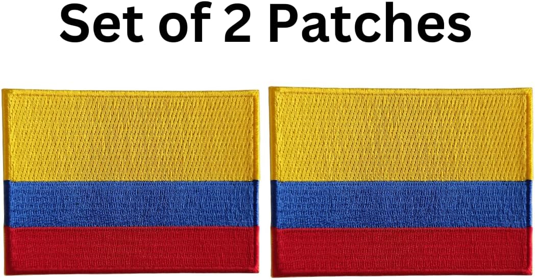 Mr Patches Colombia Flag Iron-On Embroidered Patch Set (2-Pack) – Iron-On/Sew-On Patches for Jackets, Backpacks, Hats, and Uniforms