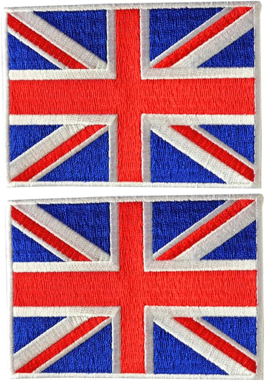 United Kingdom (UK) Flag Embroidered Patches (Set of 2) – 3.5” x 2.5” Iron-On/Sew-On Patches for Jackets, Hats, Backpacks, and Uniforms by Mr. Patches