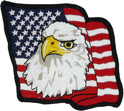 Bald eagle flag iron-on patch for jackets, hats and backpacks
