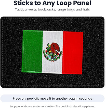 Mexico flag patch pressed onto a black loop panel