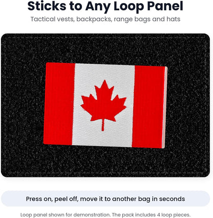 Canada flag patch pressed onto a black loop panel