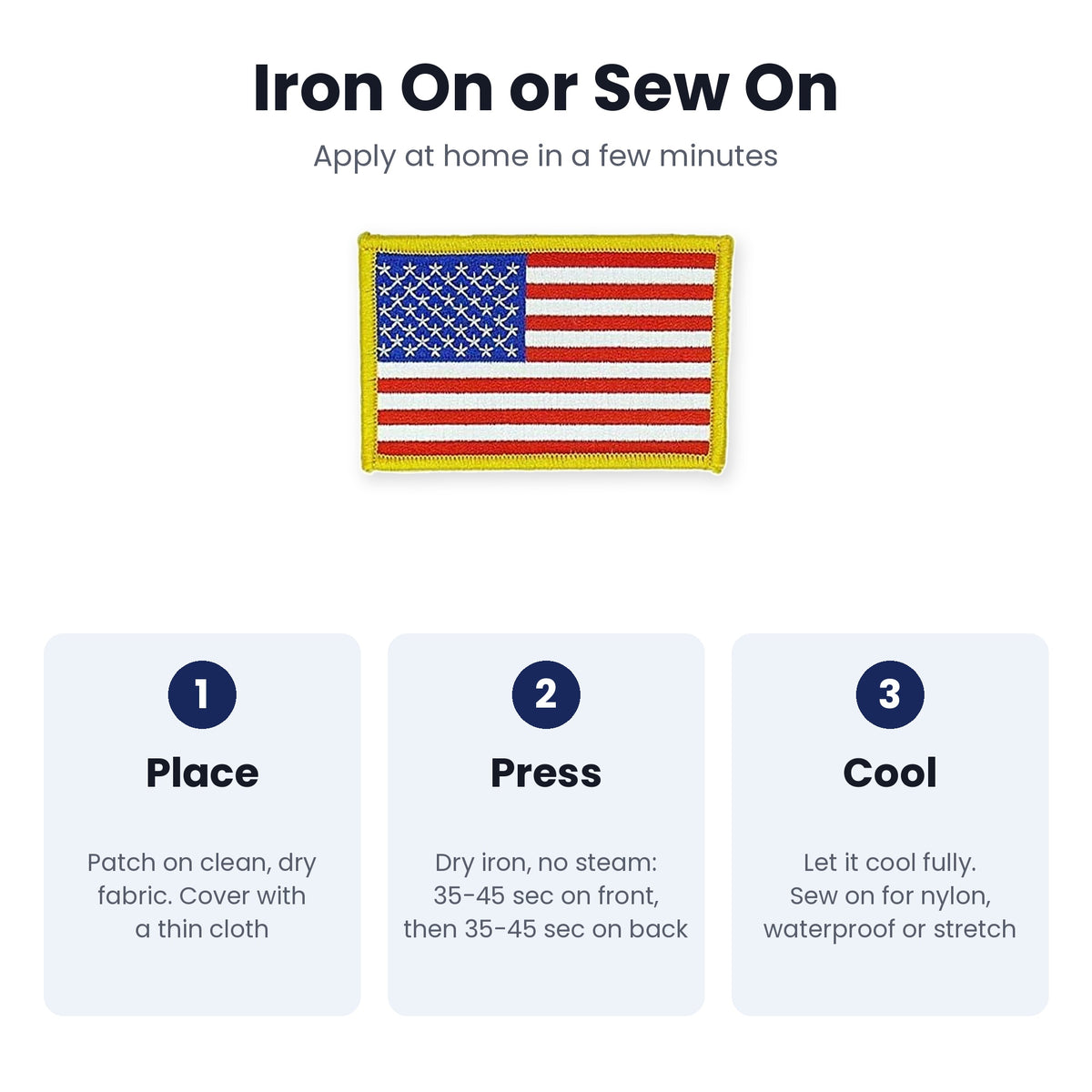 How to iron on or sew on the flag patch in 3 steps