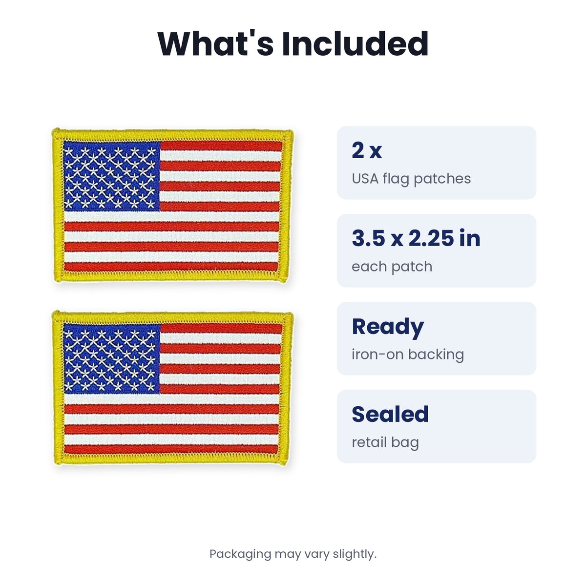 What's included: 2 USA flag patches