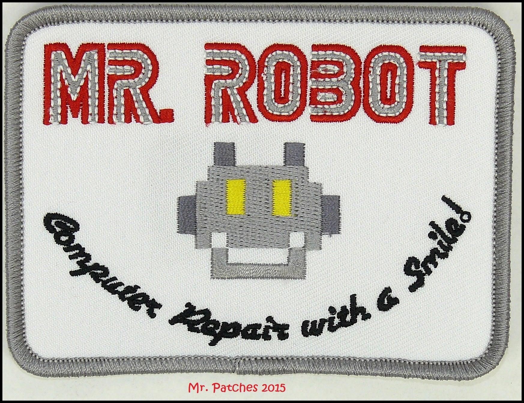 Mr. Robot Embroidered Patch (White) - Fsociety Iron-On Badge for Costumes & Apparel | Mr. Patches - Mr Patches