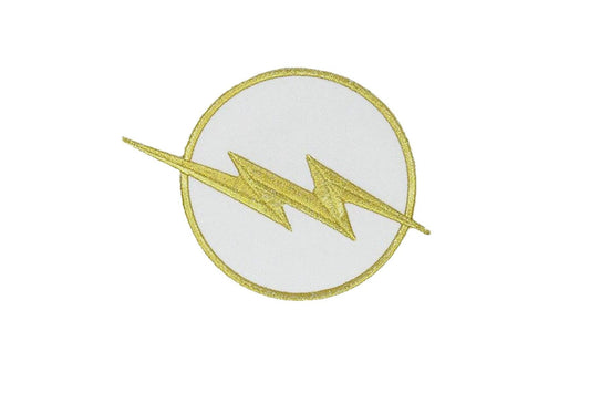 The Flash White Lightning Bolt Embroidered Patch - DC Comics Iron-On Badge | Mr. Patches - Mr Patches