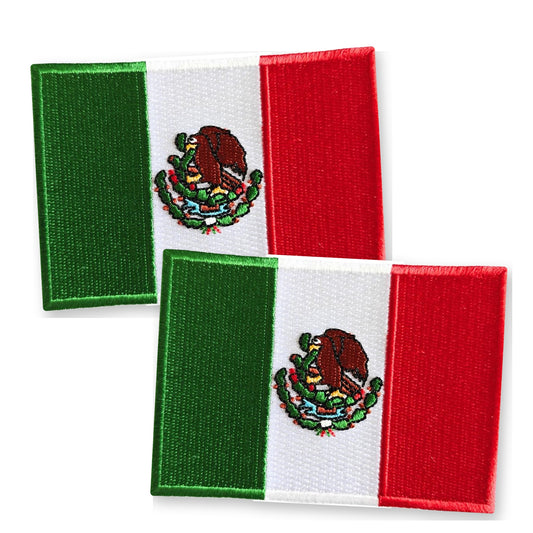 Two Mexico flag embroidered iron-on patches, 2-pack
